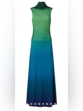 *Flawed Simkhai Aldina RTR Ombre Midi Dress in Blue/Green (0124)